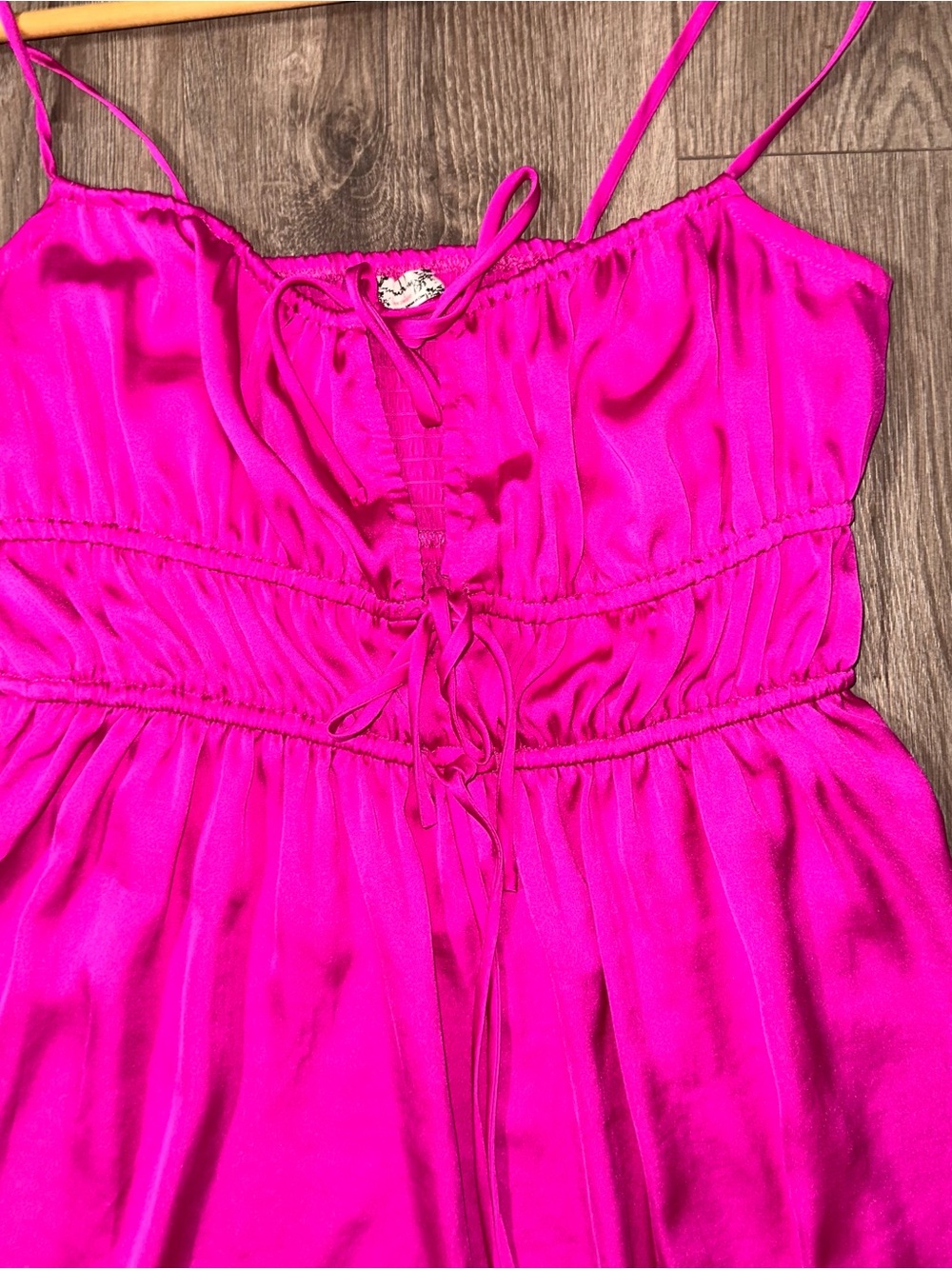 Anthropologie Dress Hot Pink Satin Mini Dress Perfect Mini Dress - Picture 2 of 6